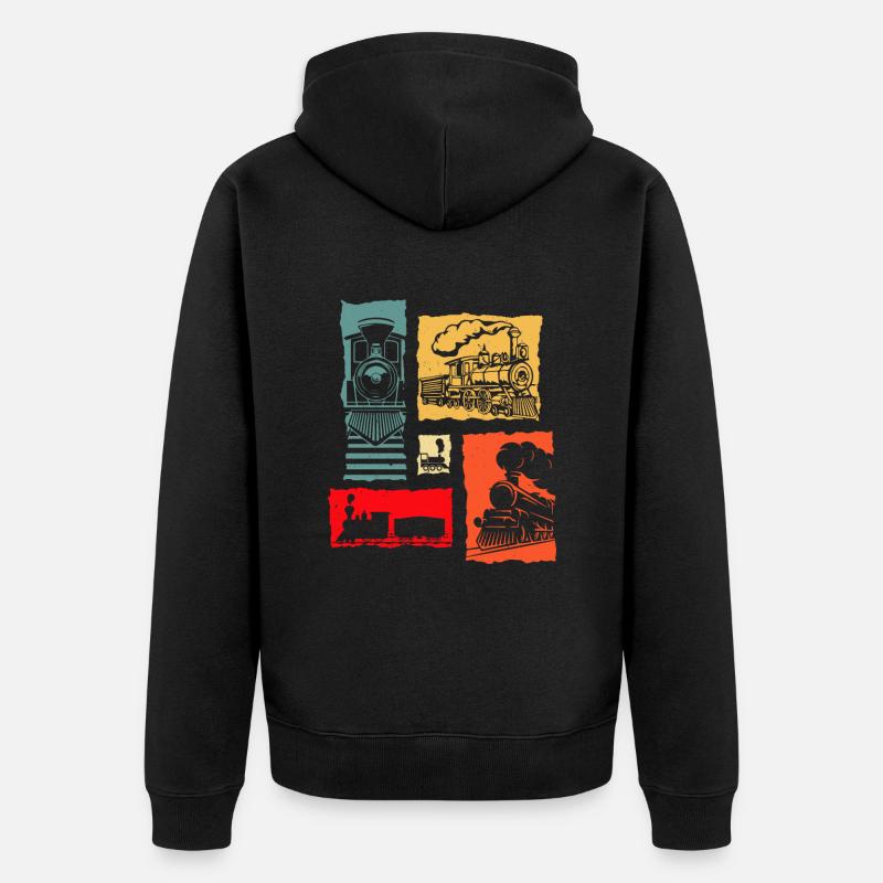 Train rétro - Veste à capuche bio Premium Unisexe - noir