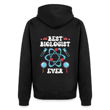Bester Biologe Aller Zeiten Biologin Biologie - Unisex Premium Bio Zip Hoodie - Schwarz - Hinten - Nico (187cm)