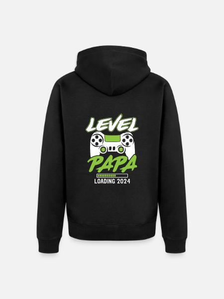 Papa Level Loading 2024 - Unisex Premium Organic Zip Hoodie - black