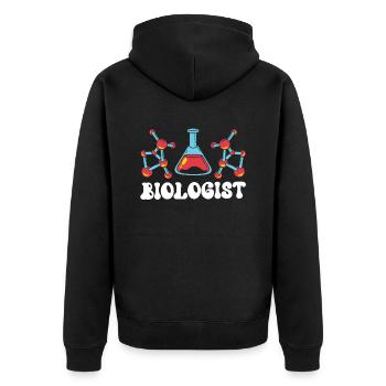 Biologe Biologielehrer Biologin Biologie Beruf - Unisex Premium Bio Zip Hoodie - Schwarz - Hinten - Nico (187cm)