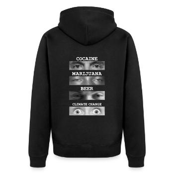 Eyes on climate change - Unisex Premium Organic Zip Hoodie - black - Back - Nico (187cm)