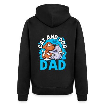 Cat and Dog Daddy Cats Lovers Dogs - Unisex Premium Organic Zip Hoodie - black - Back - Nico (187cm)