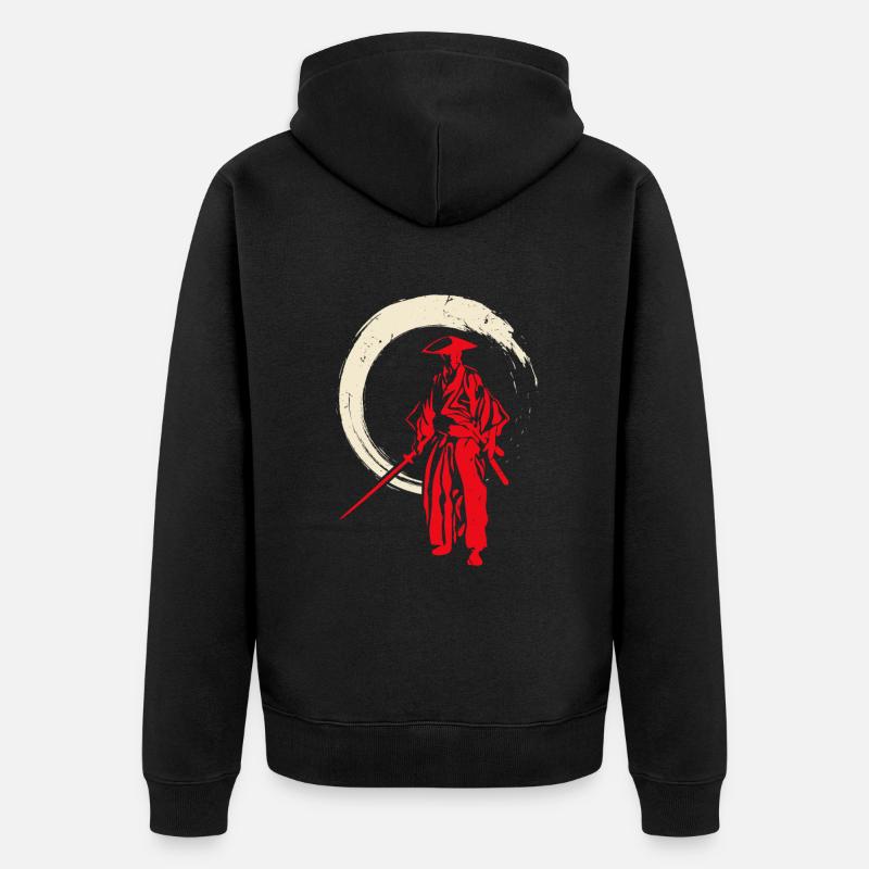 Guerrier Samouraï Rétro - Veste à capuche bio Premium Unisexe - noir