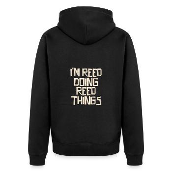 I'm Reed doing Reed things - Unisex Premium Organic Zip Hoodie - black - Back - Nico (187cm)