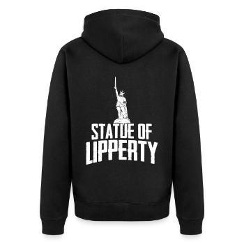 Hermannsdenkmal Teuteburger Wald - Unisex Premium Bio Zip Hoodie - Schwarz - Hinten - Nico (187cm)