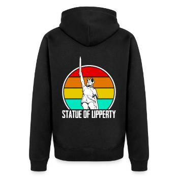 Teuteburger Wald Hermannsdenkmal - Unisex Premium Bio Zip Hoodie - Schwarz - Hinten - Nico (187cm)
