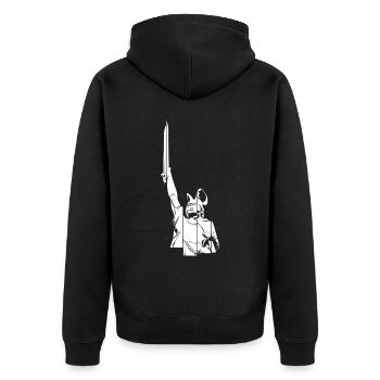 Teuteburger Wald Hermannsdenkmal Detmold - Unisex Premium Bio Zip Hoodie - Schwarz - Hinten - Nico (187cm)