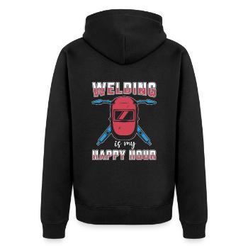 Welder Locksmith Happy Hour - Unisex Premium Organic Zip Hoodie - black - Back - Nico (187cm)