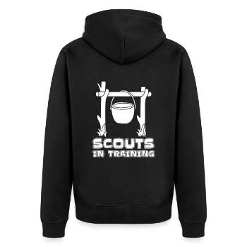 Pfadfinder Ausbildung - Unisex Premium Bio Zip Hoodie - Schwarz - Hinten - Nico (187cm)