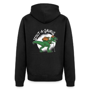 Pfadfinder Dinosaurier - Unisex Premium Bio Zip Hoodie - Schwarz - Hinten - Nico (187cm)