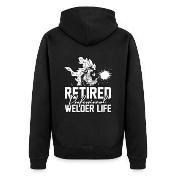 Schweißer Schlosser Gattin - Unisex Premium Bio Zip Hoodie - Schwarz - Hinten - Nico (187cm)