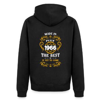 Made In June 1966 The Best - Unisex Premium Bio Zip Hoodie - Schwarz - Hinten - Nico (187cm)