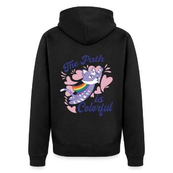 The Path Is Colorful Cute LGBTQ Pride Rainbow - Unisex Premium Organic Zip Hoodie - black - Back - Nico (187cm)