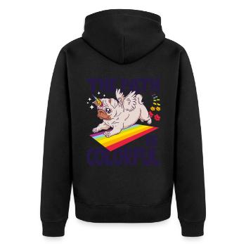 The Path Is Colorful Cute LGBTQ Pride Rainbow - Unisex Premium Bio Zip Hoodie - Schwarz - Hinten - Nico (187cm)