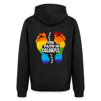 The Path Is Colorful Cute LGBTQ Pride Rainbow - Unisex Premium Organic Zip Hoodie - black - Back - Nico (187cm)