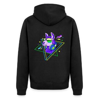 Lama Alpaka 80er Jahre Retro Kostüm 90er Party - Unisex Premium Bio Zip Hoodie - Schwarz - Hinten - Nico (187cm)