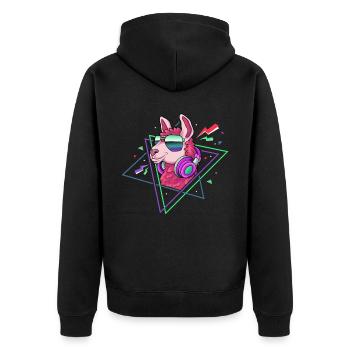 Lama Alpaga 80s Costume Rétro Années 90s Party - Veste à capuche bio Premium Unisexe - noir - Dos - Nico (187cm)