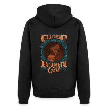 Goth Rock Satan Girl Woman Festivals Death Metal - Unisex Premium Bio Zip Hoodie - Schwarz - Hinten - Nico (187cm)