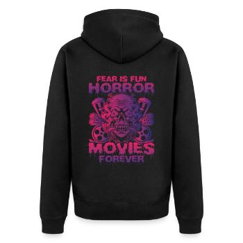 Zombie Horror Horror Film Festival + Halloween - Unisex Premium Organic Zip Hoodie - black - Back - Nico (187cm)