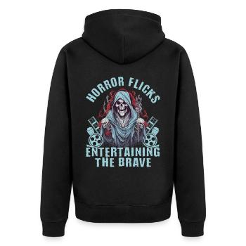 Zombie Horror Horror Film Festival + Halloween - Unisex Premium Organic Zip Hoodie - black - Back - Nico (187cm)
