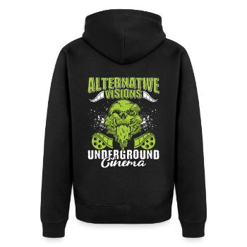 Underground Film, Independent Cinema, Horror - Unisex Premium Bio Zip Hoodie - Schwarz - Hinten - Nico (187cm)