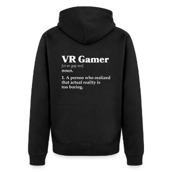 Virtual Reality VR Gift - Unisex Premium Organic Zip Hoodie - black - Back - Nico (187cm)
