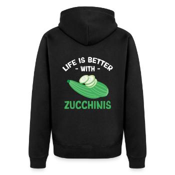Courgette - Unisex Premium Organic Zip Hoodie - black - Back - Nico (187cm)