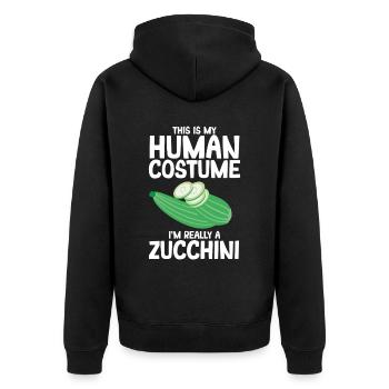 Courgette - Unisex Premium Organic Zip Hoodie - black - Back - Nico (187cm)