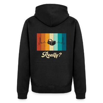 Virtual Reality VR Gift - Unisex Premium Organic Zip Hoodie - black - Back - Nico (187cm)