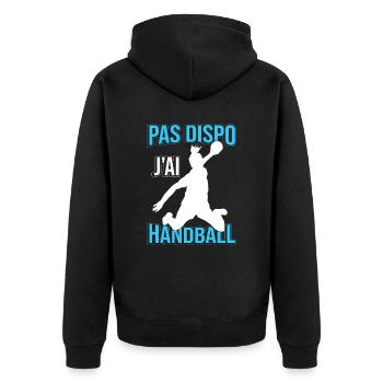 Handball Femmes Dicton - Veste à capuche bio Premium Unisexe - noir - Dos - Nico (187cm)