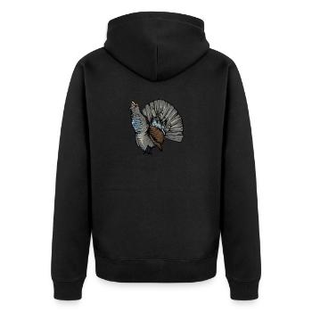 Auerhahn I Hühnervogel Auerhuhn Motiv für Jäger - Unisex Premium Bio Zip Hoodie - Schwarz - Hinten - Nico (187cm)