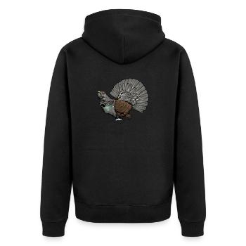 Auerhahn I Hühnervogel Auerhuhn Motiv für Jäger - Unisex Premium Bio Zip Hoodie - Schwarz - Hinten - Nico (187cm)