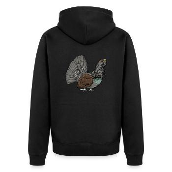 Auerhahn I Hühnervogel Auerhuhn Motiv für Jäger - Unisex Premium Bio Zip Hoodie - Schwarz - Hinten - Nico (187cm)