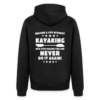 Kayak Kayaking - Unisex Premium Bio Zip Hoodie - Schwarz - Hinten - Nico (187cm)