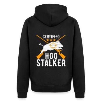 Jäger Wildschwein Jagen - Unisex Premium Bio Zip Hoodie - Schwarz - Hinten - Nico (187cm)