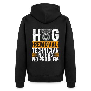 Jäger Wildschwein Jagen - Unisex Premium Bio Zip Hoodie - Schwarz - Hinten - Nico (187cm)
