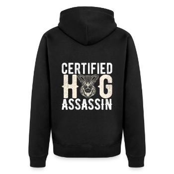 Chasseurs Chasse au sanglier - Veste à capuche bio Premium Unisexe - noir - Dos - Nico (187cm)