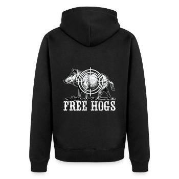 Jäger Wildschwein Jagen - Unisex Premium Bio Zip Hoodie - Schwarz - Hinten - Nico (187cm)