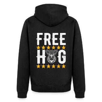 Jäger Wildschwein Jagen - Unisex Premium Bio Zip Hoodie - Schwarz - Hinten - Nico (187cm)