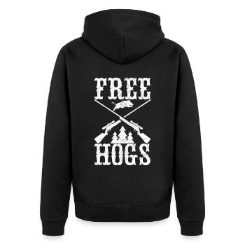Jäger Wildschwein Jagen - Unisex Premium Bio Zip Hoodie - Schwarz - Hinten - Nico (187cm)