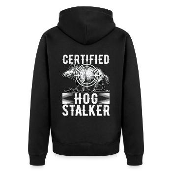 Jäger Wildschwein Jagen - Unisex Premium Bio Zip Hoodie - Schwarz - Hinten - Nico (187cm)