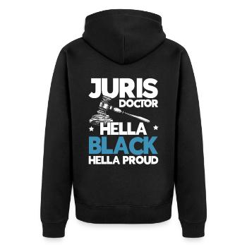 Juris Doctor Jurisprudence Law Attorney Lawyer - Unisex Premium Organic Zip Hoodie - black - Back - Nico (187cm)
