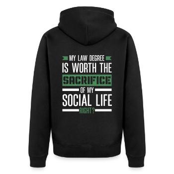 Juris Doctor Jurisprudence Law Attorney Lawyer - Unisex Premium Organic Zip Hoodie - black - Back - Nico (187cm)
