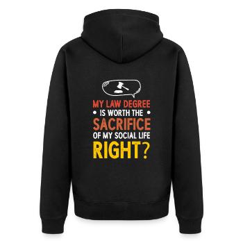 Juris Doctor Jurisprudence Law Attorney Lawyer - Unisex Premium Organic Zip Hoodie - black - Back - Nico (187cm)