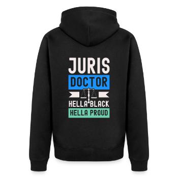 Juris Doctor Jurisprudence Law Attorney Lawyer - Unisex Premium Organic Zip Hoodie - black - Back - Nico (187cm)