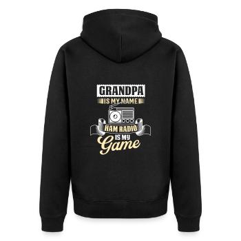 Amateurfunk Amateurfunker Amateurfunker - Unisex Premium Bio Zip Hoodie - Schwarz - Hinten - Nico (187cm)