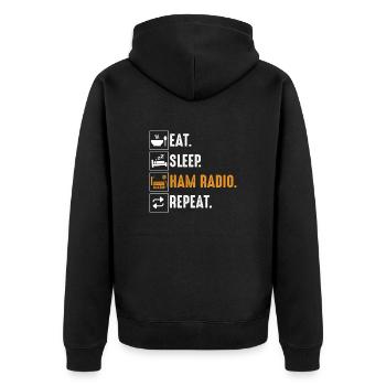 Amateurfunk Amateurfunker Amateurfunker - Unisex Premium Bio Zip Hoodie - Schwarz - Hinten - Nico (187cm)
