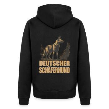 Deutscher Schäferhund Hund Hunderasse - Unisex Premium Bio Zip Hoodie - Schwarz - Hinten - Nico (187cm)