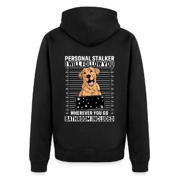 Personal Stalker I will follow you Labrador - Unisex Premium Bio Zip Hoodie - Schwarz - Hinten - Nico (187cm)