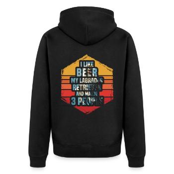 J’aime la bière mon Labrador et peut-être 3 personnes - Veste à capuche bio Premium Unisexe - noir - Dos - Nico (187cm)